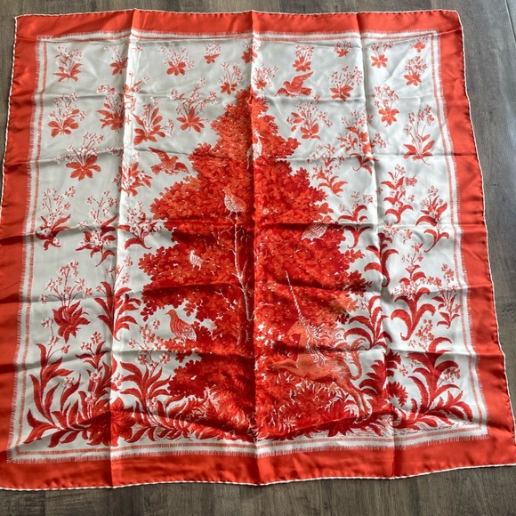 Neiman Marcus Accessories - Vintage NEIMAN MARCUS Library Of Fashion Silk Scarf Unicorn Bird Tree 30" x 30"